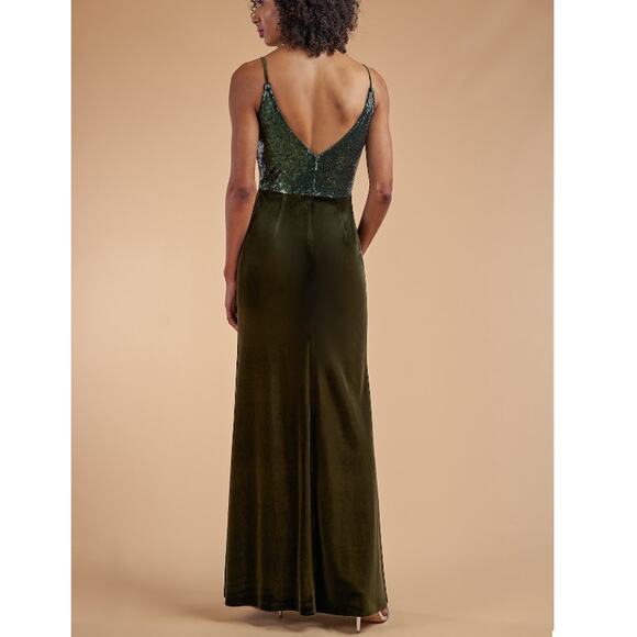 New B2 JASMINE Women's Hunter Pure Jade Sequin Top Floor Length Skirt Size 12 - Picture 2 of 6